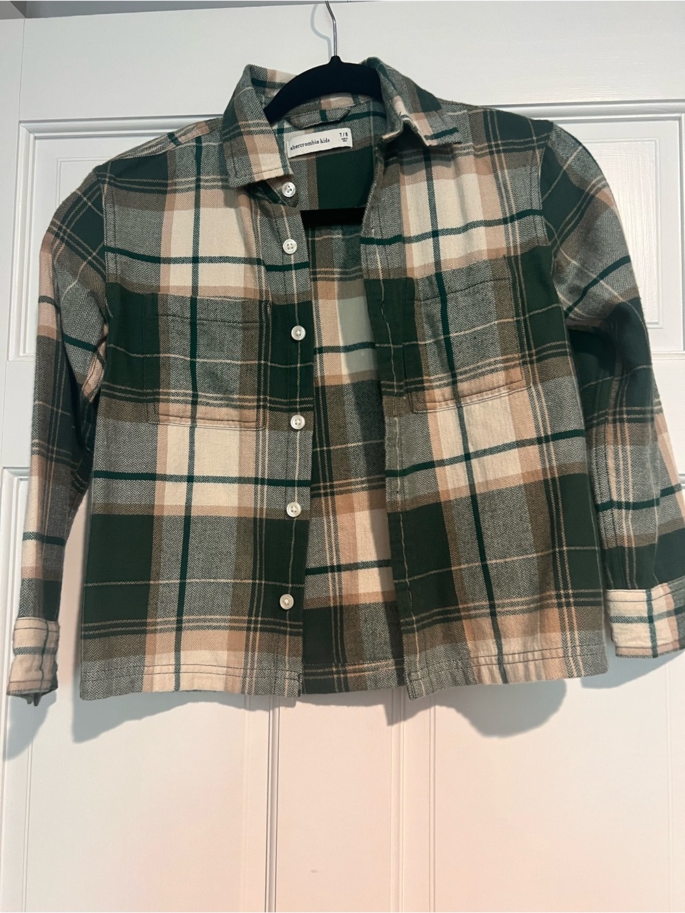 abercrombie kids Green Cream Brown Plaid Button-Up Shirt